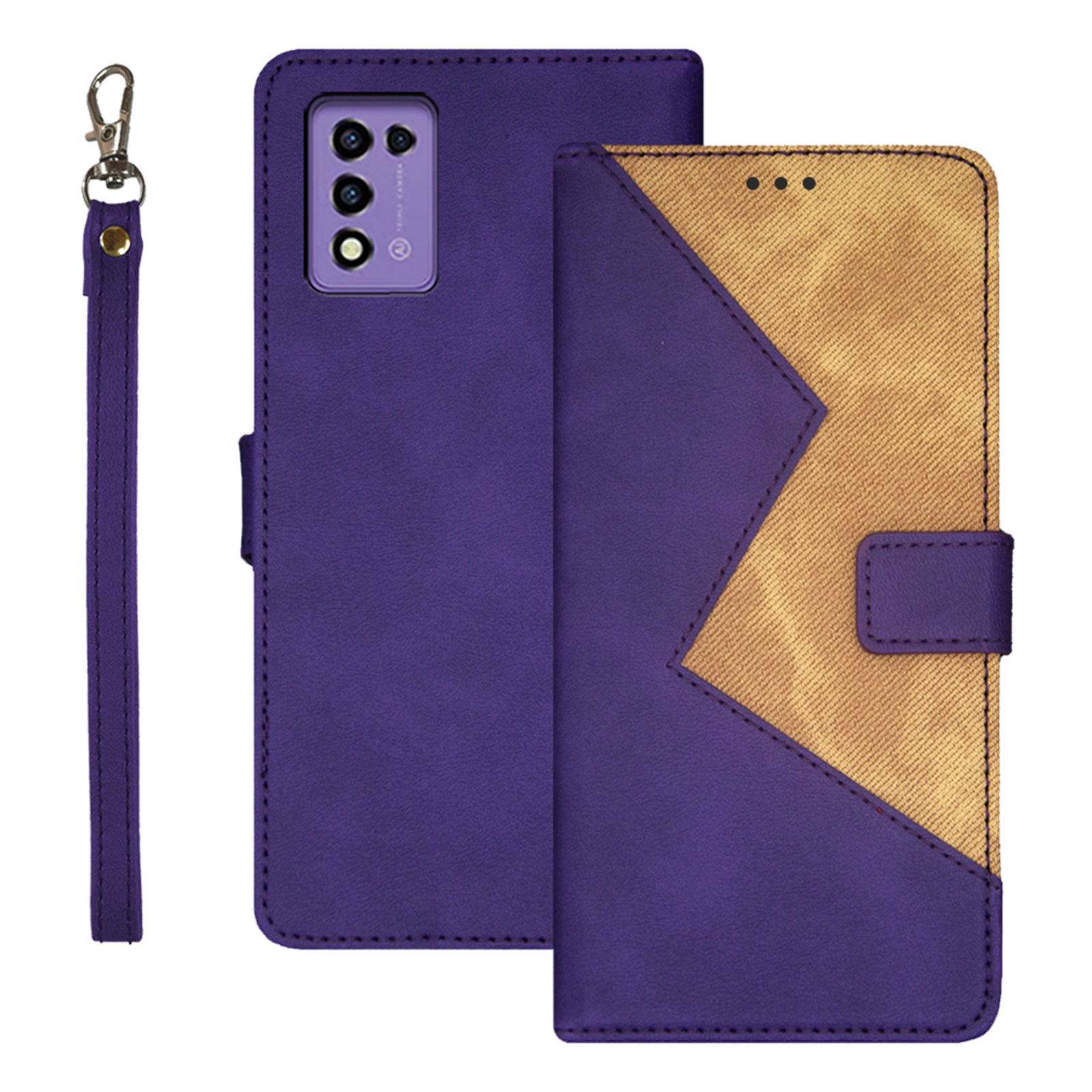 IDEWEI For ZTE Libero 5G III Card Holder Phone Case Color Splicing Leather Stand Phone Case with Wrist Strap IDEWEI For ZTE Libero 5G III Card Holder Phone Case Color Splicing Leather Stand Phone Case with Wrist Strap